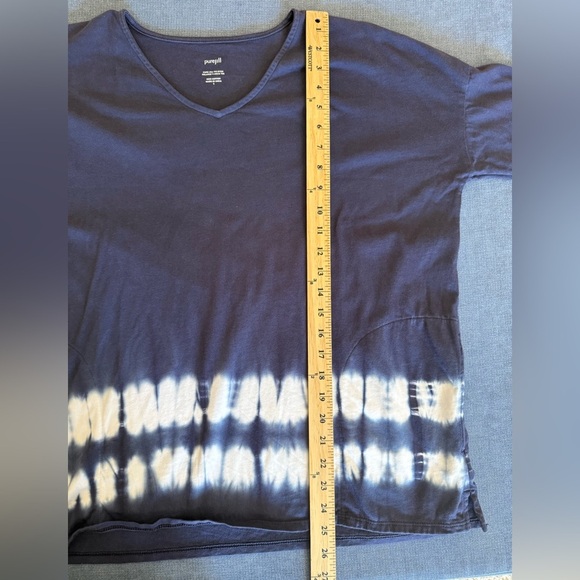 J Jill Pure Jill Womens Blue Tie Dye Relaxed V Neck Long Sleeve Shirt SZ Sm - Picture 9 of 9